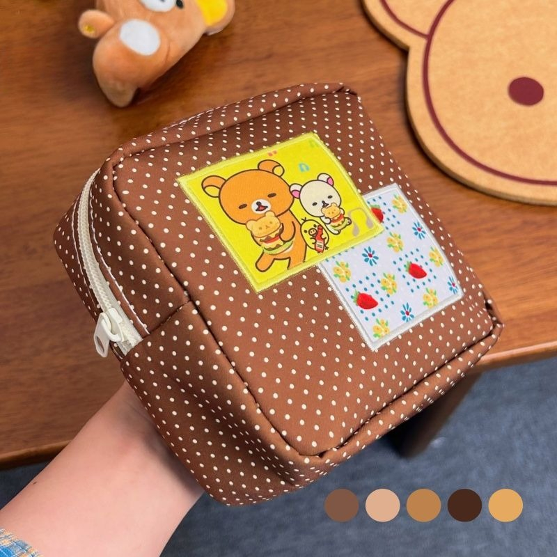 Travel Accessories Bag - Rilakkuma Dot Pattern Makeup Bag Cute