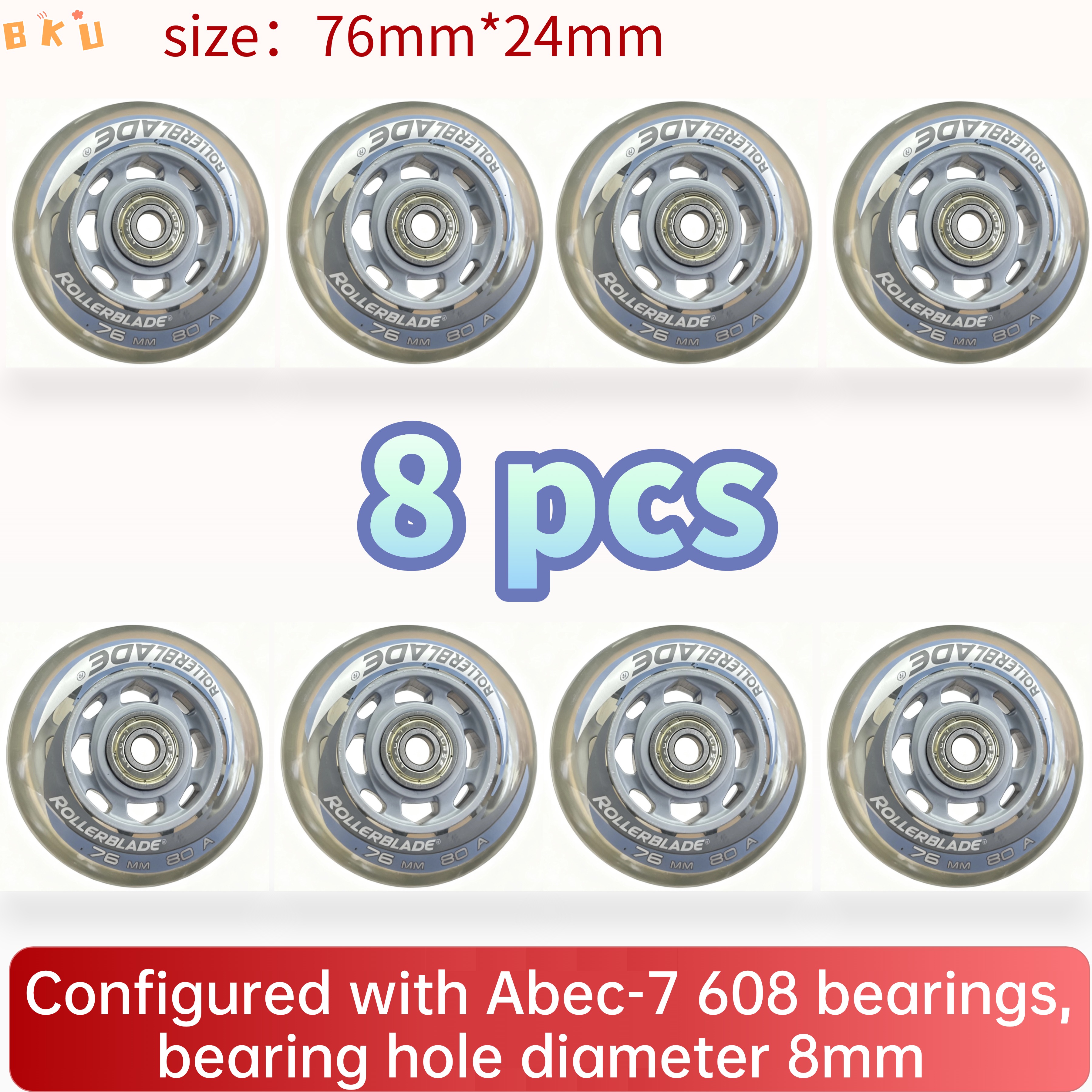 Luggage Wheel Replacement - 8-Piece PU Replacement Wheels 76mm(3