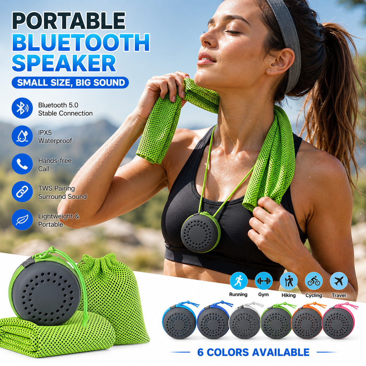 Travel Towel Quick Dry - Portable Cooling Sports Towel with EVA