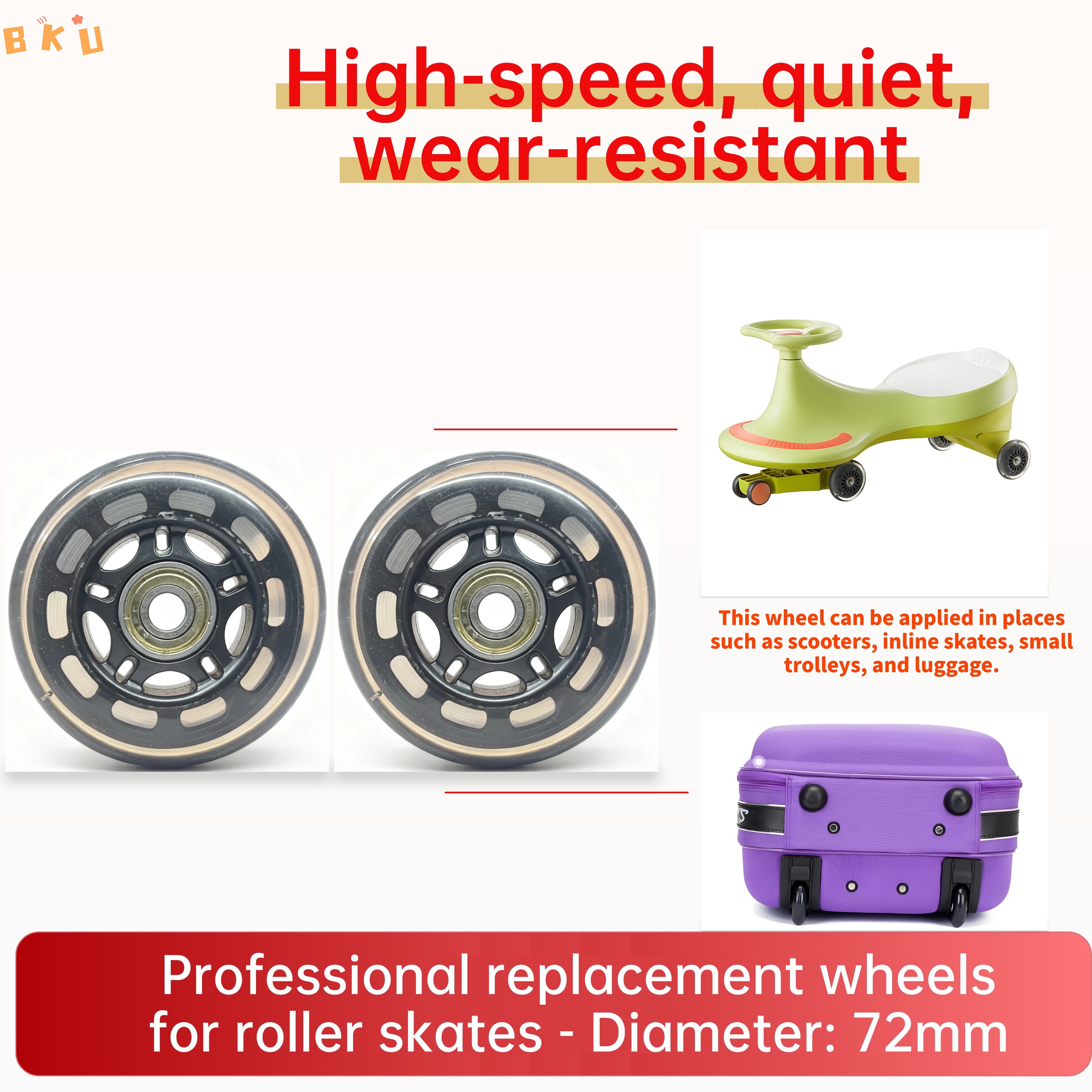 2 Pcs 72mm PU Wheels, High-Spe - Luggage Wheel Replacement reseña y precio