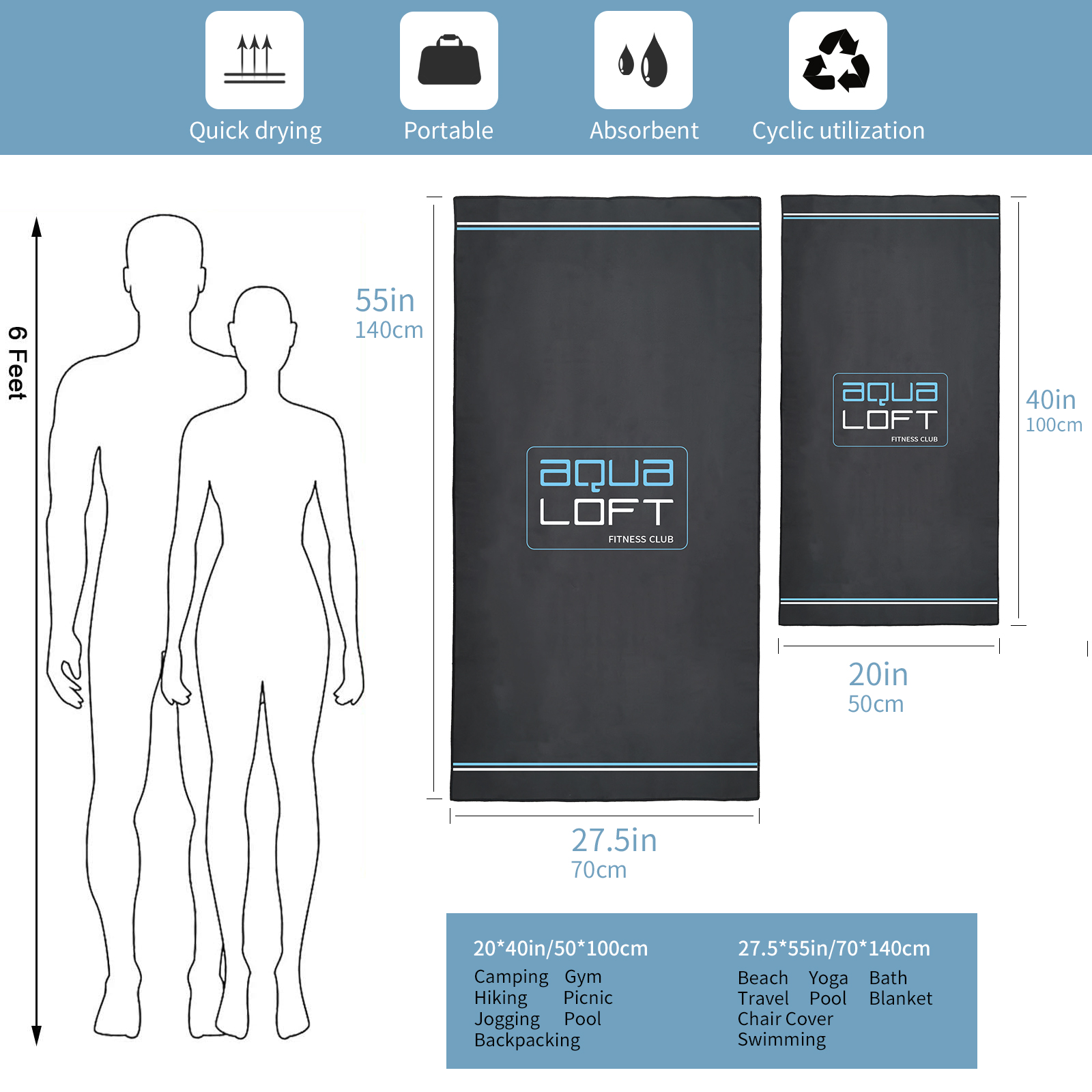 AQUA Microfiber Quick Dry and  - Travel Towel Quick Dry reseña y precio