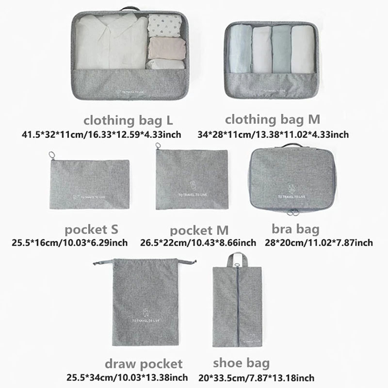 7 Piece Travel Packing Cubes S - Travel Accessories Pouch For Women reseña y precio