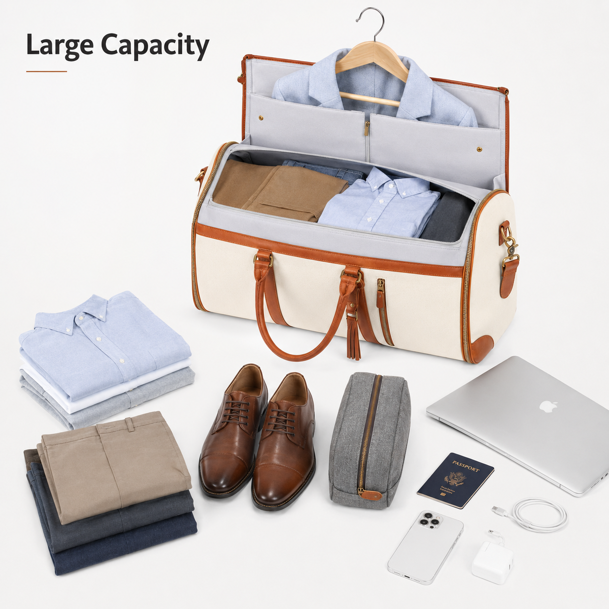 2 in 1 Convertible Garment Duf - Travel Accessories Bag For Men reseña y precio