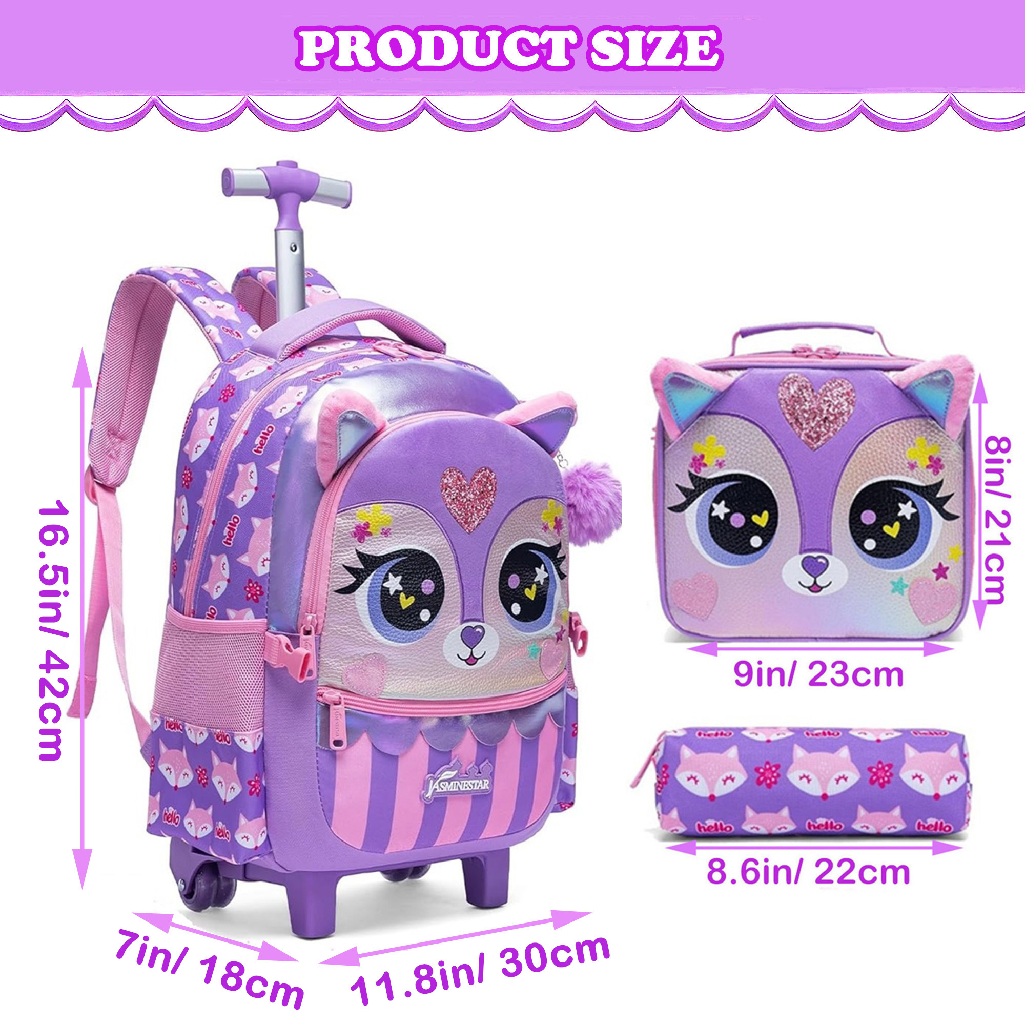 Kids Rolling Backpack for Girl - Luggage Wheel Replacement reseña y precio