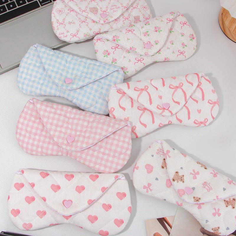 Ins Korean Plaid Fabric Heart  - Travel Accessories Pouch For Women reseña y precio