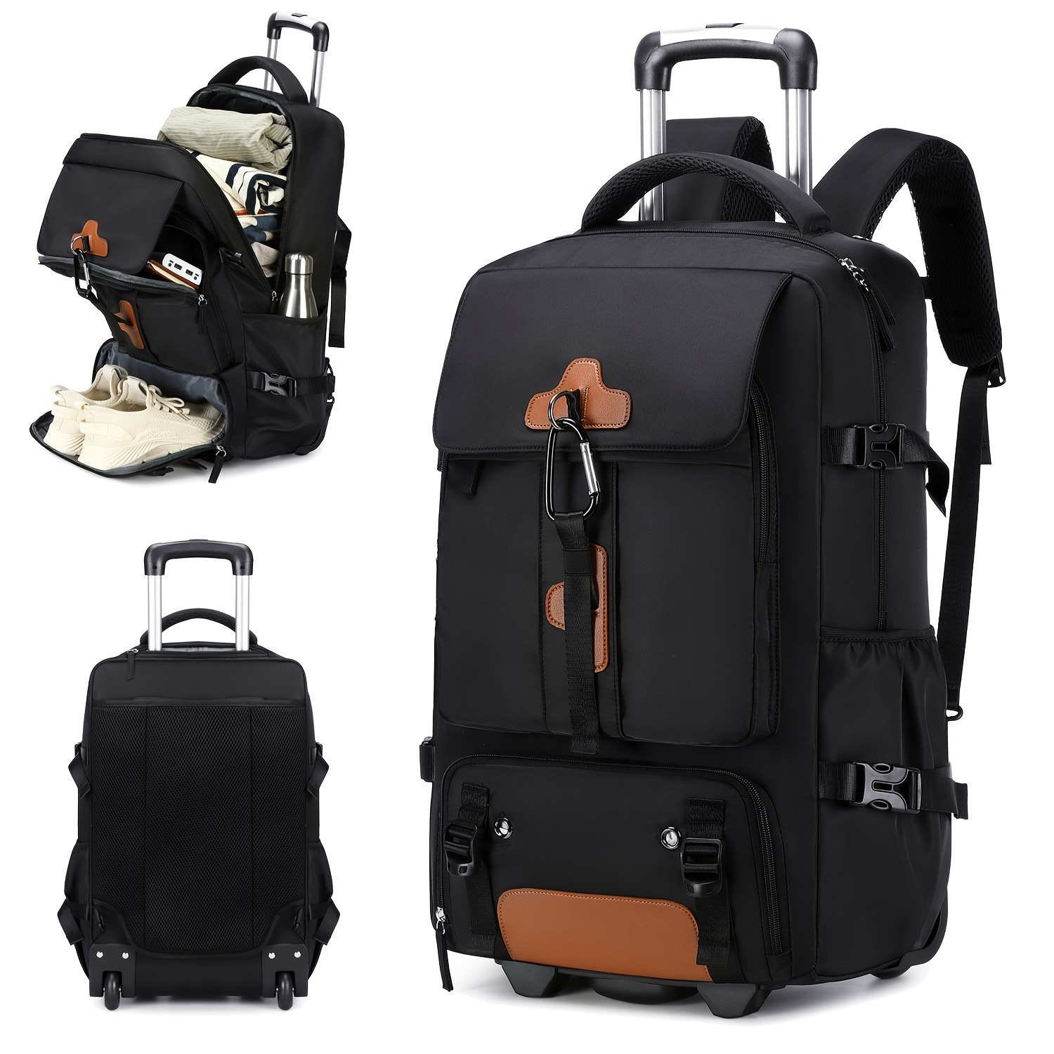 Rolling Backpack Large Capacit - Travel Accessories Bag For Men reseña y precio