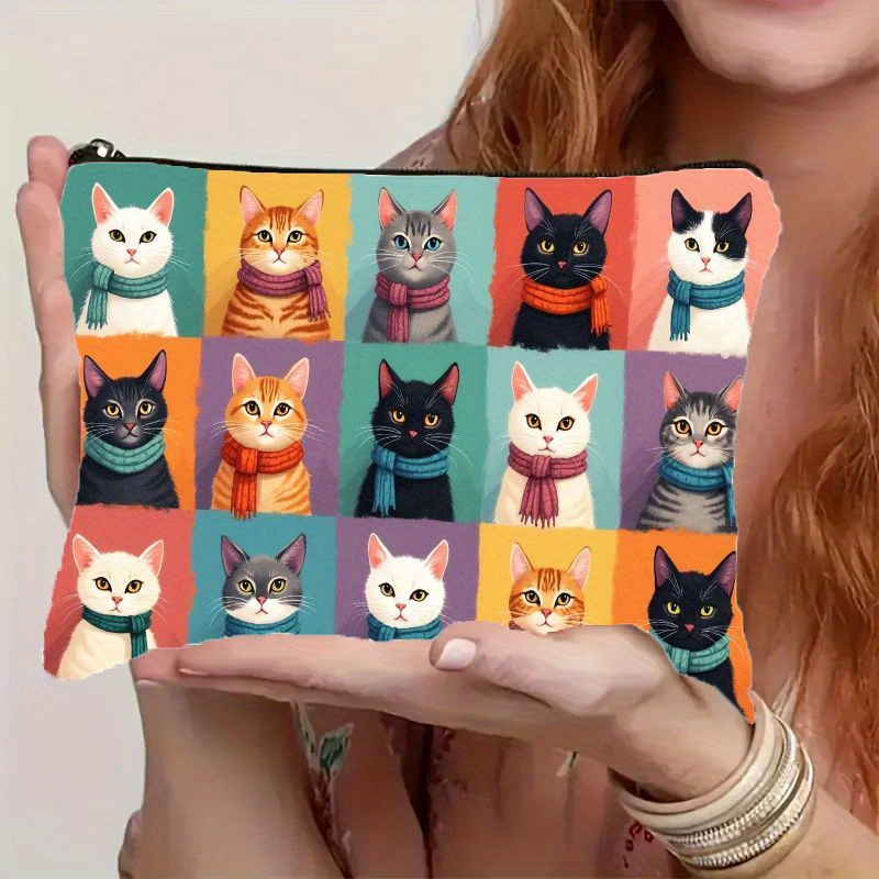 Cute Cat Print Makeup Bag, Zip - Travel Accessories Bag For Men reseña y precio