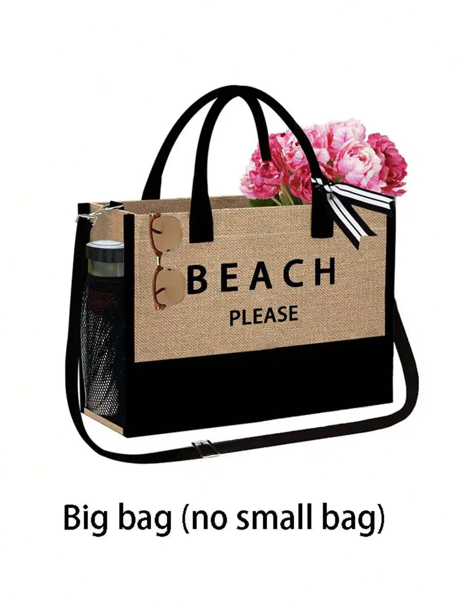 Beach Tote Bag Set With Cosmet - Travel Accessories Pouch For Women reseña y precio